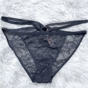 Victoria's Secret Very Sexy Panty VS Size M Bikini Dark Gray Lace Satin Straps